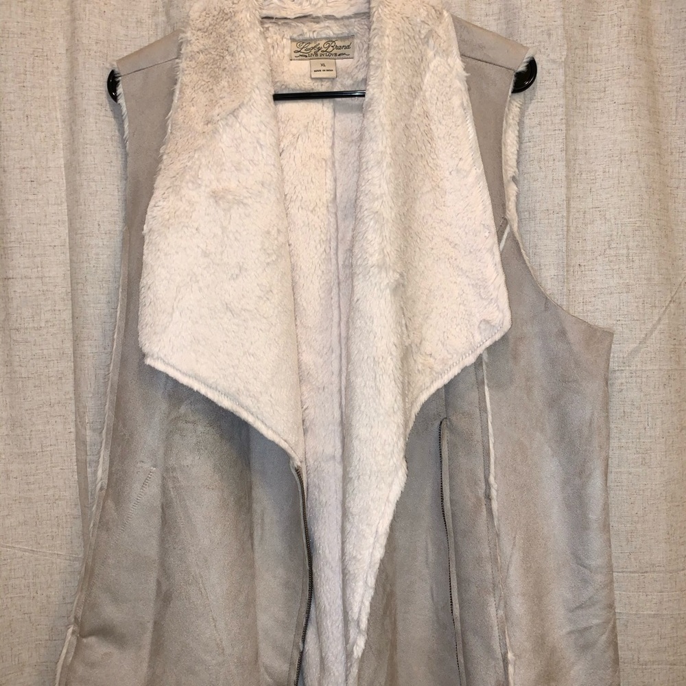 Lucky Brand faux suede and fur vest